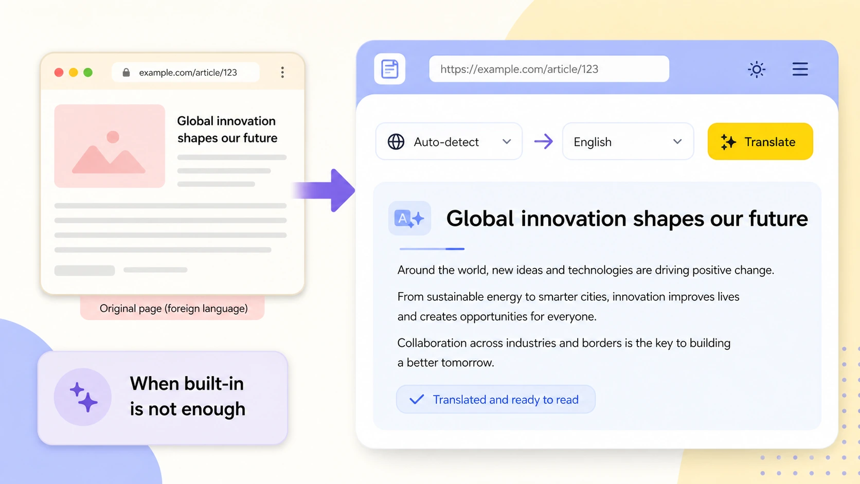 URL-based AI translator as a fallback for Firefox webpage translation