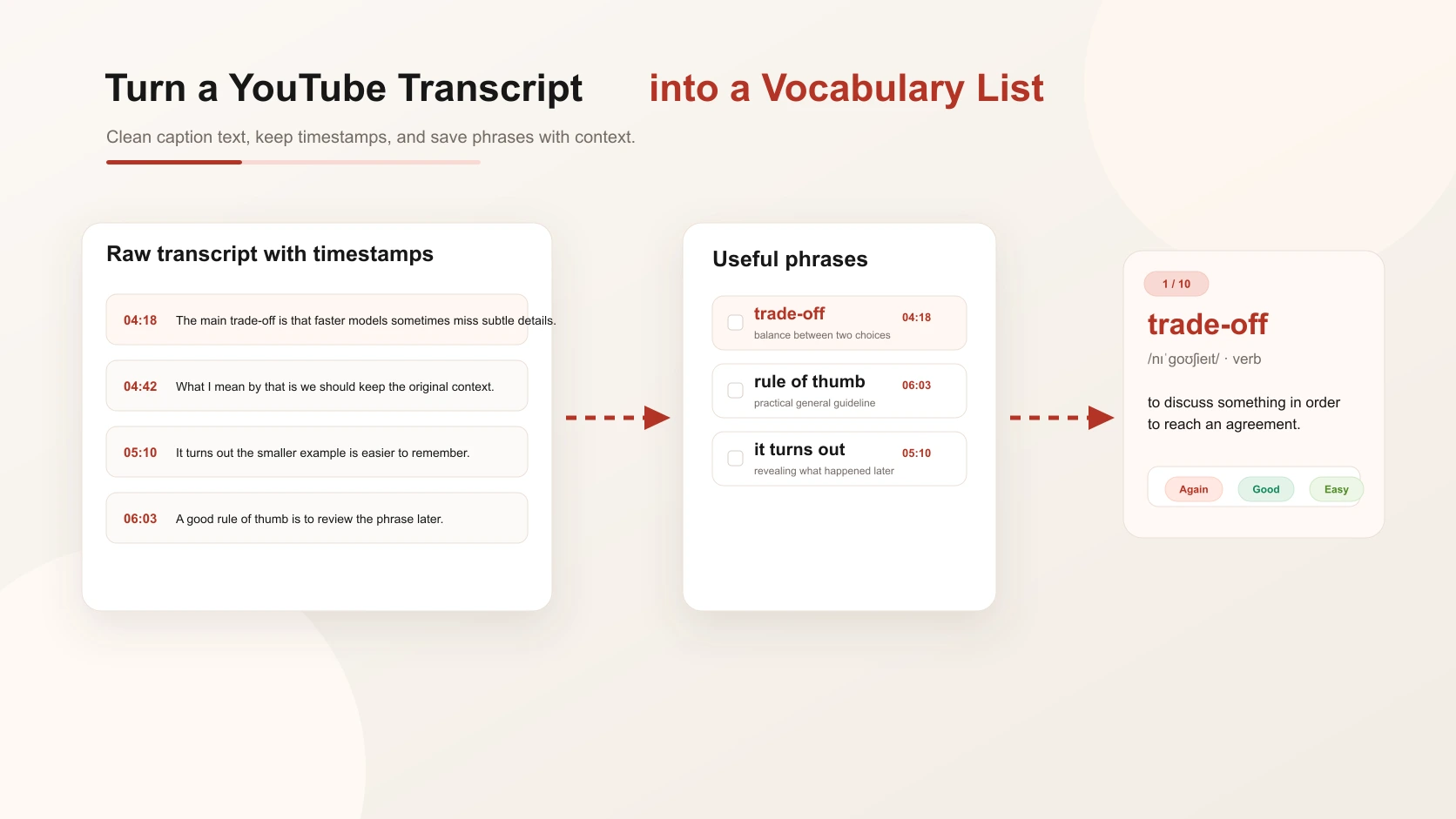 How to Turn a YouTube Transcript into a Vocabulary List